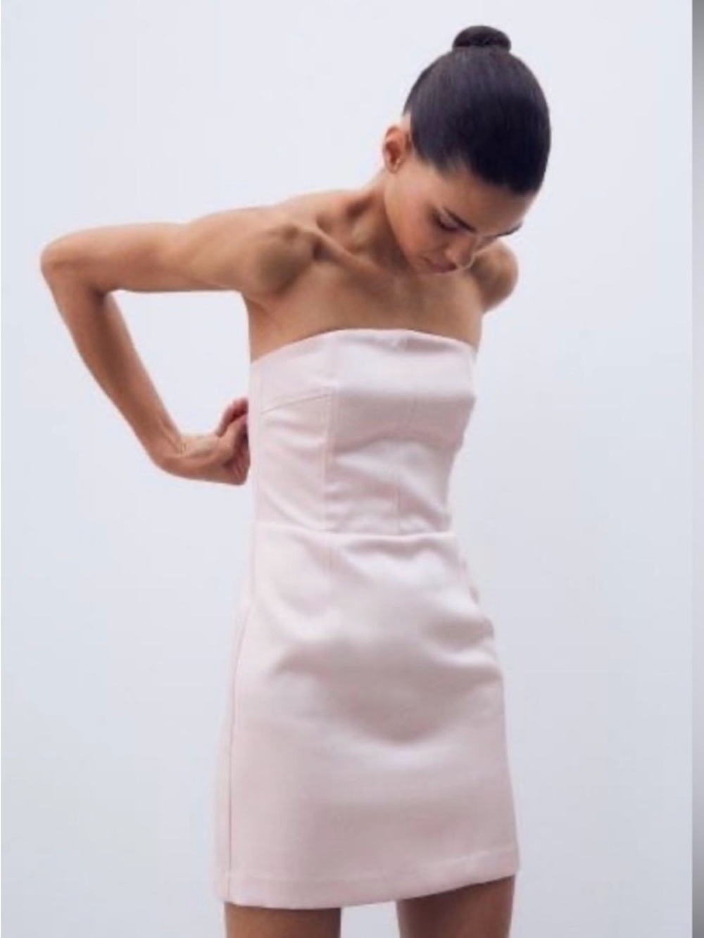 H&M Blush Pink Satin Strapless Mini Cocktail Homecoming Dress M